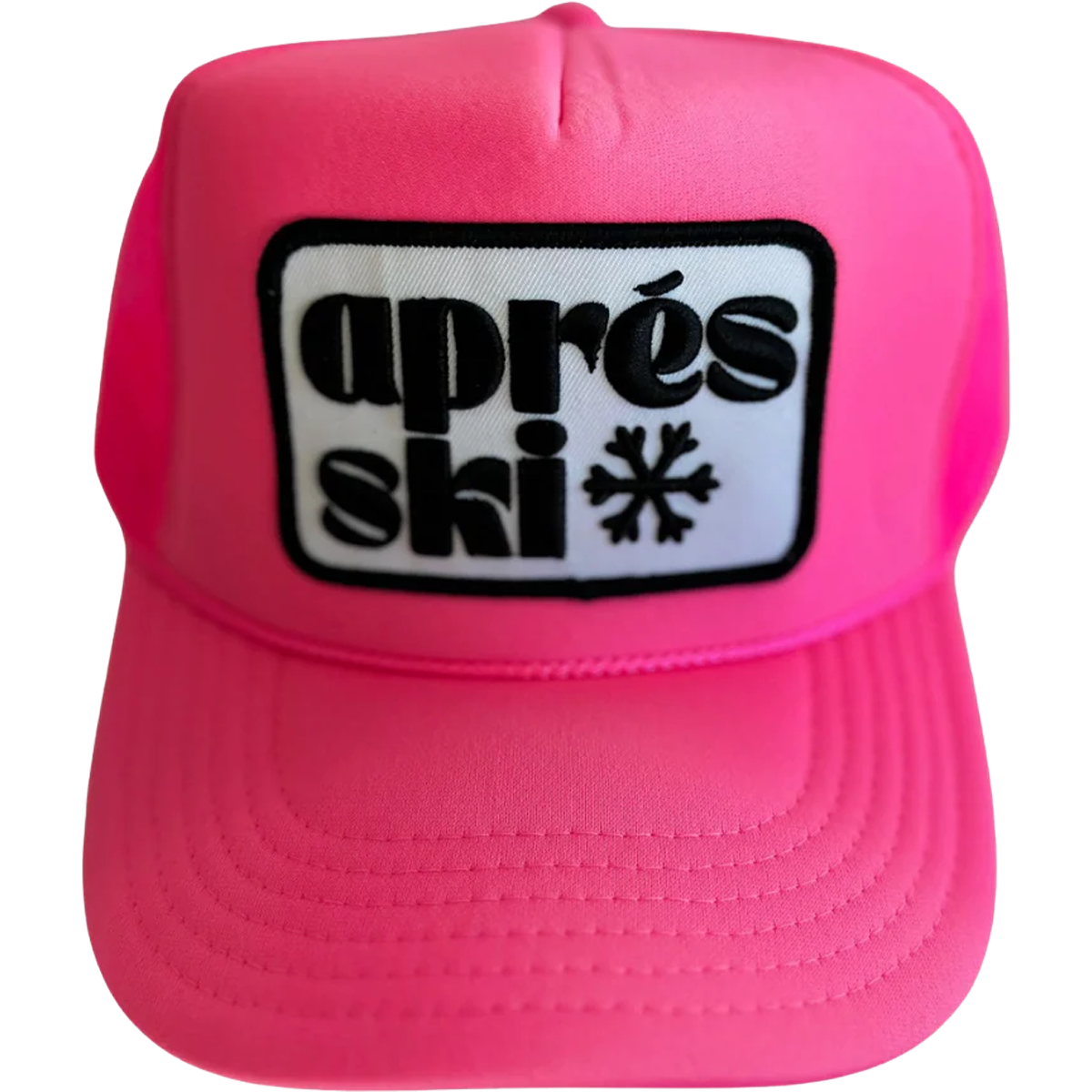 Local Beach Apres Ski Patch Trucker Hat in Neon Pink