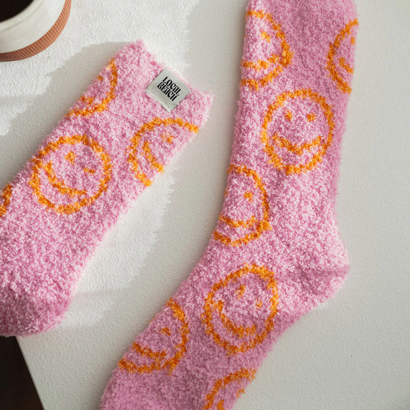 Smiley Local Beach Cozy Socks, Local Beach Smiley Local Beach Cozy Socks flat