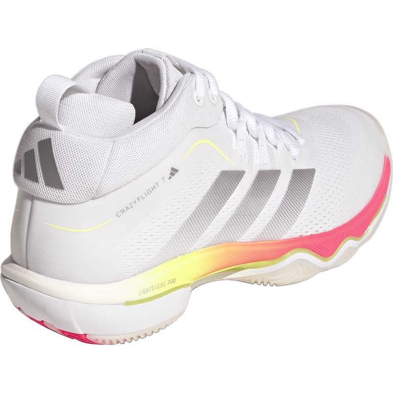 Women's Crazyflight 7 Mid, Women's Crazyflight 7 Mid in Cloud White Tech Grey Solar Turbo back lateral view