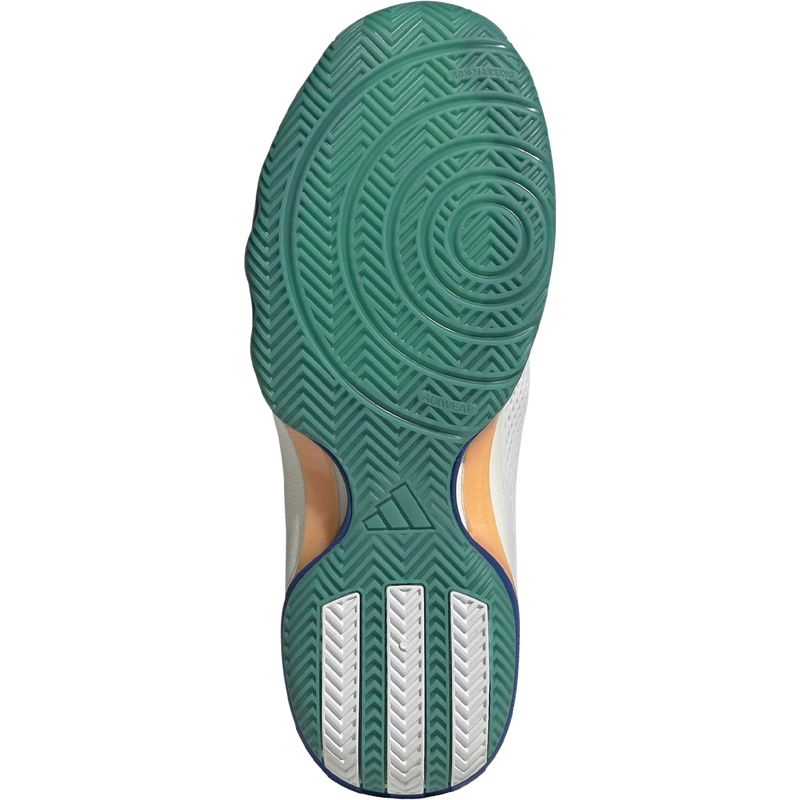 Men's Crazyflight 7, Men's Adidas Crazyflight 7 in Equipment Green/White/Royal Blue bottom view with sole detail and texture