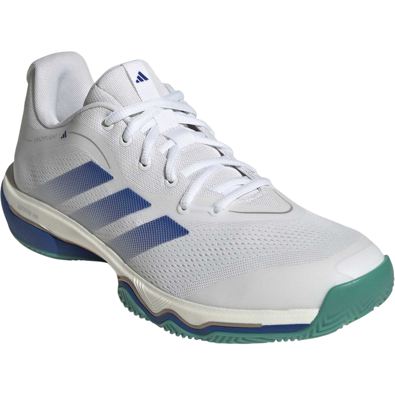 Men's Crazyflight 7, Men's Adidas Crazyflight 7 in Equipment Green/White/Royal Blue front lateral view
