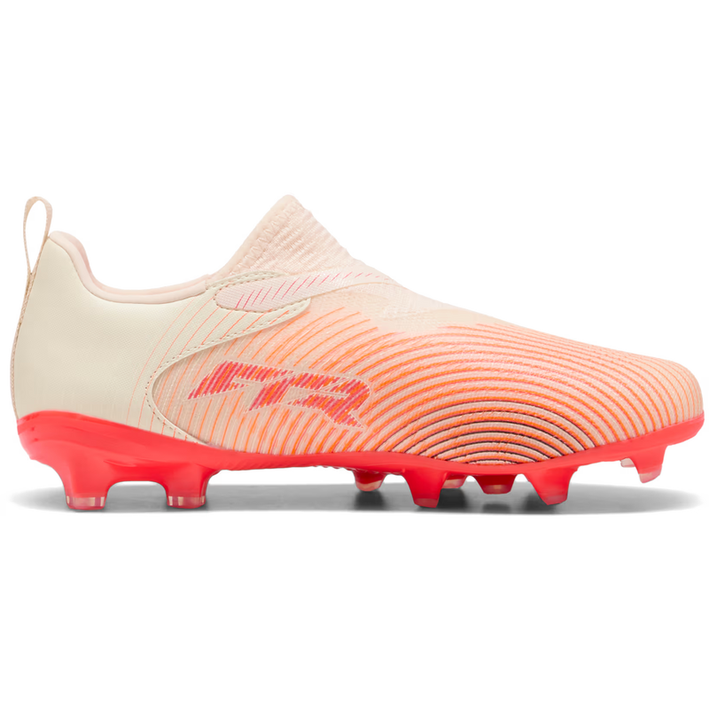 Youth Future Match 9 FG/AG, Puma Youth Future Match 9 FG/AG in 01-Sugared Almond/White/Ultra Red/Black inside profile of left shoe