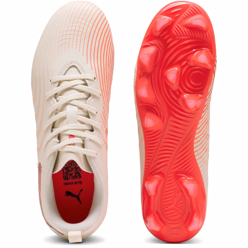Youth Future 9 Play FG/AG, Puma Youth Future 9 Play FG/AG in 01-Sugared Almond/White/Ultra Red/Black pair top and bottom