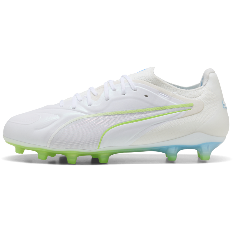 King 20 Ultimate FG/AG, Puma King 20 Ultimate FG/AG in Luminous Blue Elektro Green left facing