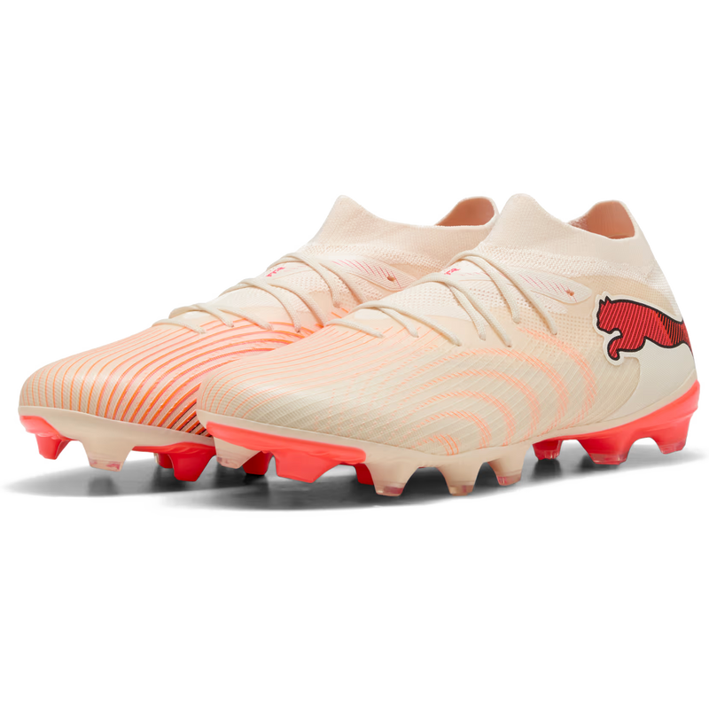 Future 9 Match FG/AG, Puma Future 9 Match FG/AG in 01-Sugard Almond/White/Ultra Red/Black pair right front