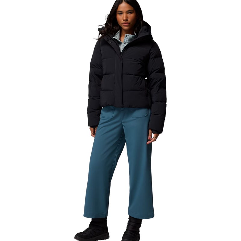 Women's Amaze Puff Hooded Jacket, Columbia Women's Amaze Puff Hooded Jacket in Black full view on model