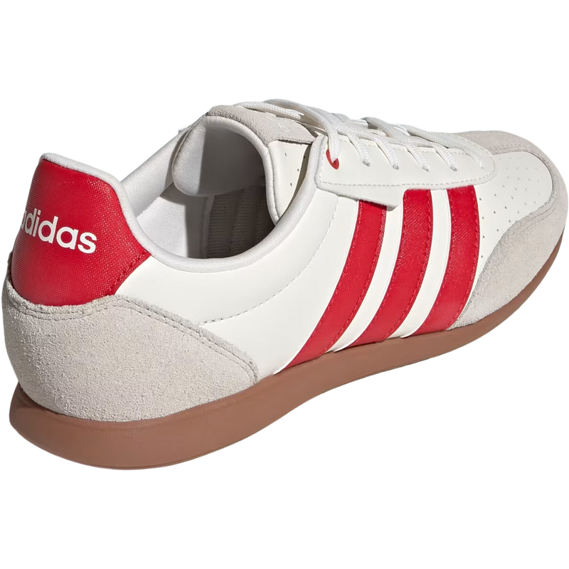 Women's Barreda Lo, Adidas Women's Barreda Lo in Off White Collegiate Red lateral view with heel detail