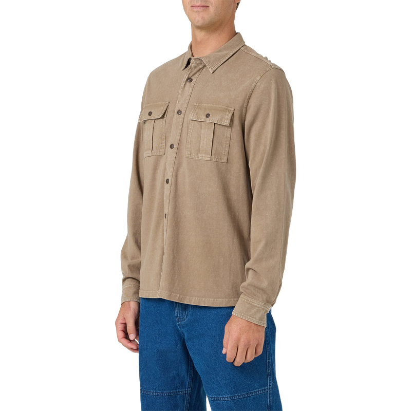 Men's O'Riginals Long Sleeve Knit Shirt, O'Neill Men's O'Riginals Long Sleeve Knit Shirt in Shroom on model angled view