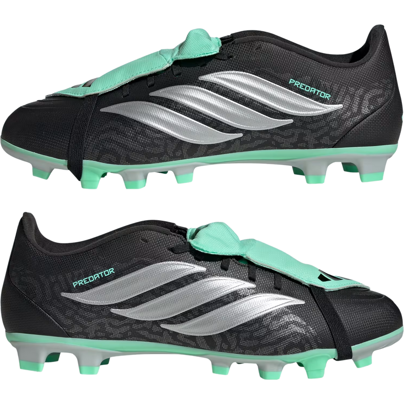 Predator Club FT FG/MG, Adidas Predator Club FT FG/MG in Core Black Silver Metallic Pulse Mint side by side lateral view