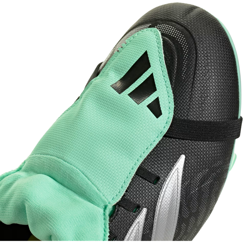 Predator Club FT FG/MG, Adidas Predator Club FT FG/MG in Core Black Silver Metallic Pulse Mint toe detail