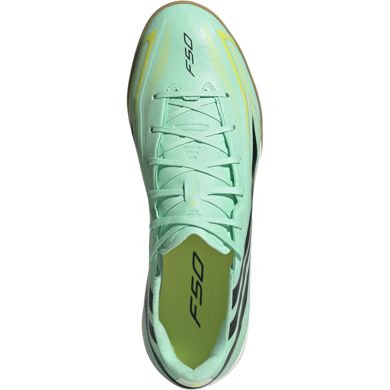 F50 Hyperfast League Indoor, Adidas F50 Hyperfast League Indoor in Pulse Mint Night Navy Solar Lemon top view