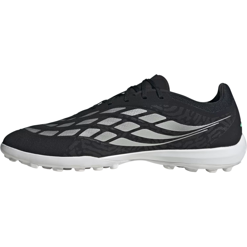Predator League TF, Adidas Predator League TF in Core Black Silver Metallic Pulse Mint left facing