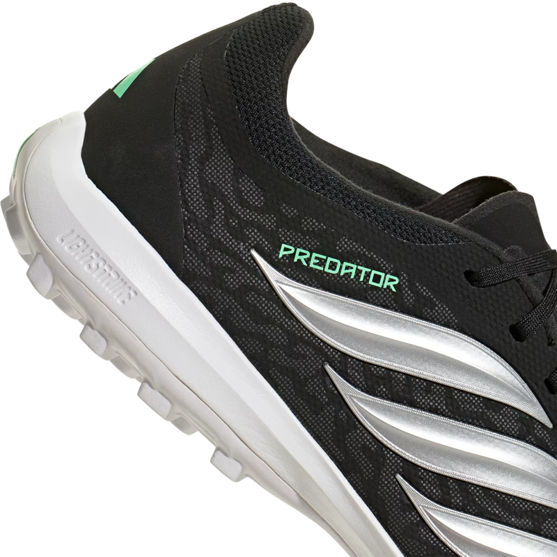 Predator League TF, Adidas Predator League TF in Core Black Silver Metallic Pulse Mint logo and rubber detail