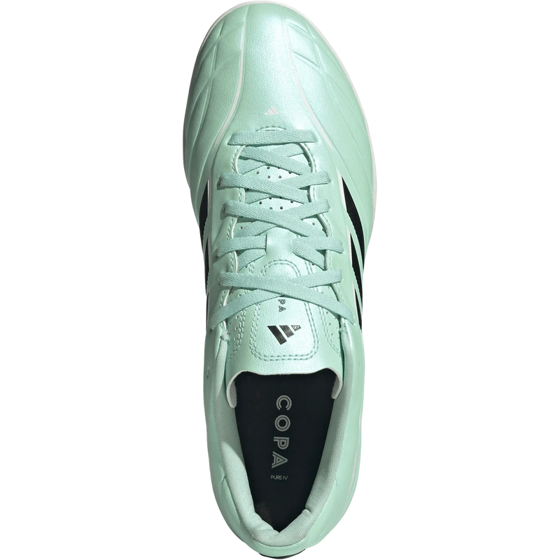 Copa Pure IV Club TF, Adidas Copa Pure IV Club TF in Clear Mint Core Black Cloud White top view