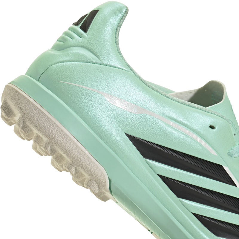 Copa Pure IV Club TF, Adidas Copa Pure IV Club TF in Clear Mint Core Black Cloud White heel detail