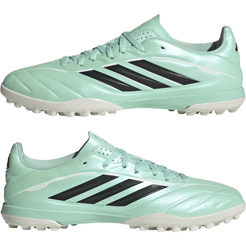 Copa Pure IV Club TF, Adidas Copa Pure IV Club TF in Clear Mint Core Black Cloud White side by side