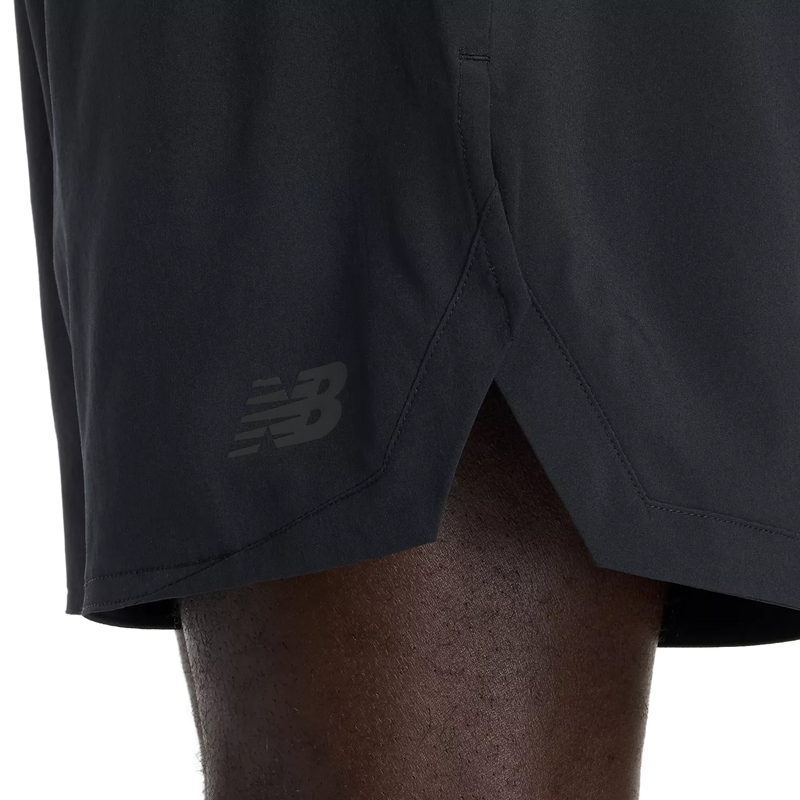 Men's RC Essentials Short 7", New Balance Men's RC Essentials Short 7" in BK Black left logo