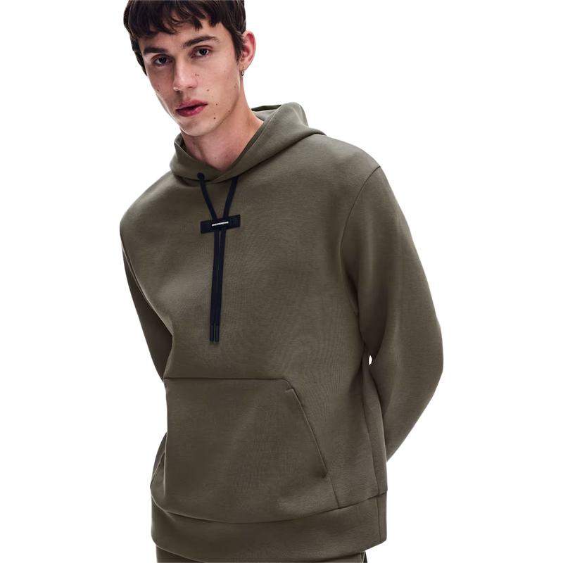 Men's Focus Tech Hoodie, On Men's Focus Tech Hoodie in Bark on model