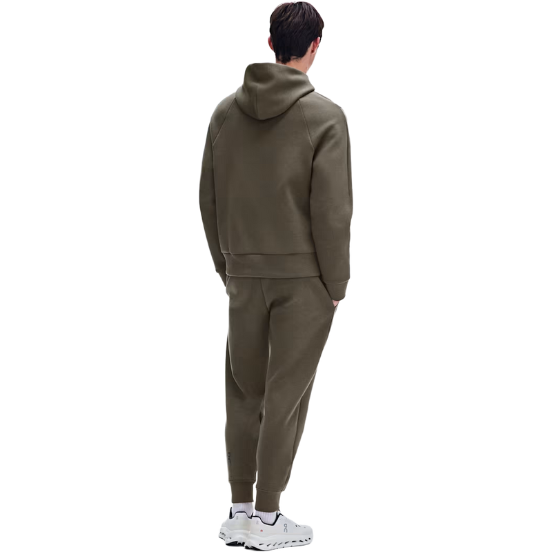 Men's Focus Tech Hoodie, On Men's Focus Tech Hoodie in Bark full back view