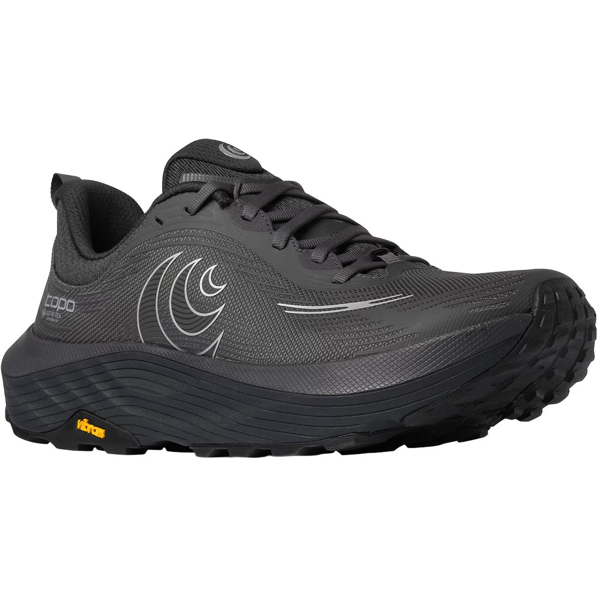 Topo Athletic Men's Ultraventure 5 GTX in Charcoal Black angled