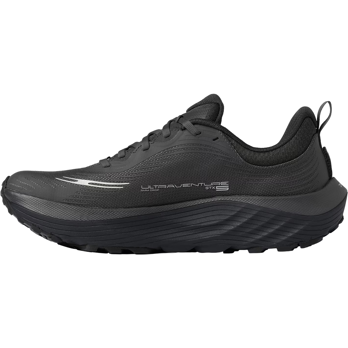 Topo Athletic Men's Ultraventure 5 GTX in Charcoal Black left facing