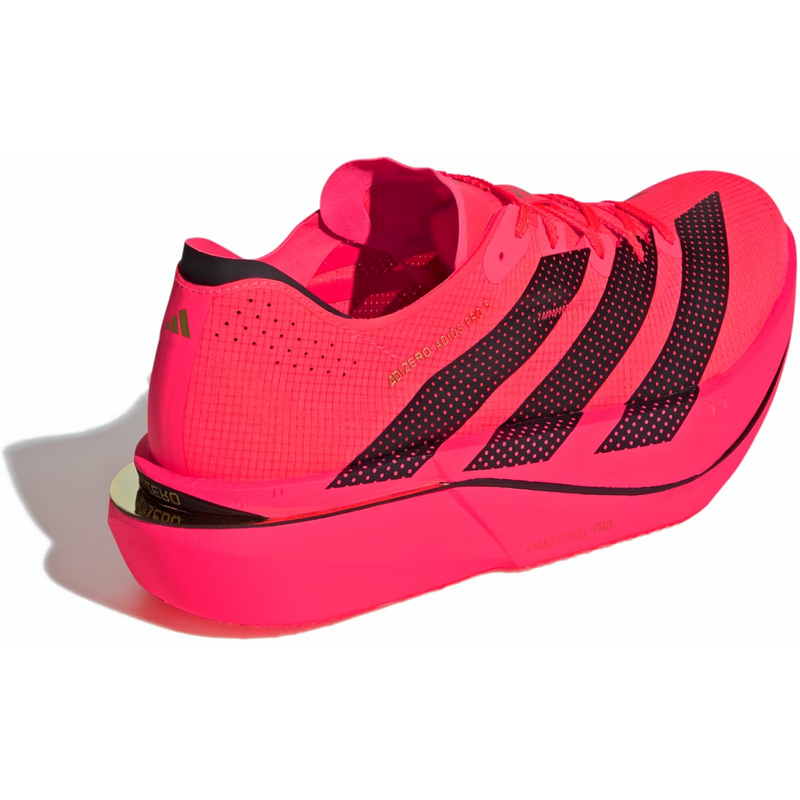 Men's Adizero Adios Pro 5, Adidas Men's Adizero Adios Pro 5 in Solar Turbo/Core Black right rear