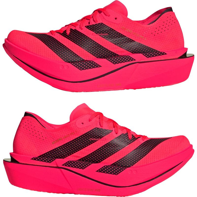Women's Adizero Adios Pro 5, Adidas Women's Adizero Adios Pro 5 in Solar Turbo/Core Black pair profile