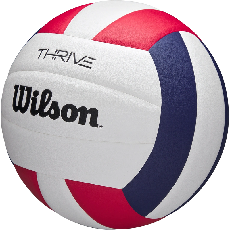 Thrive Game Volleyball, Wilson Thrive Game Volleyball in Red White Blue angled view