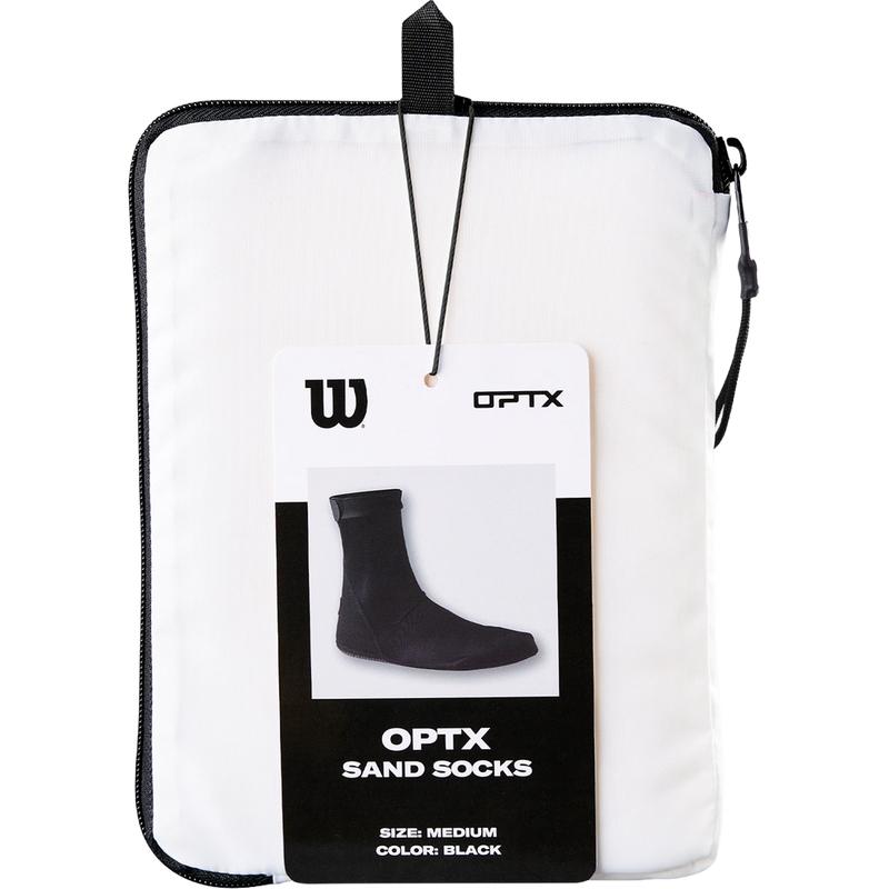 OPTX Volleyball Sand Socks, Wilson OPTX Volleyball Sand Socks in black with tag on carrying case
