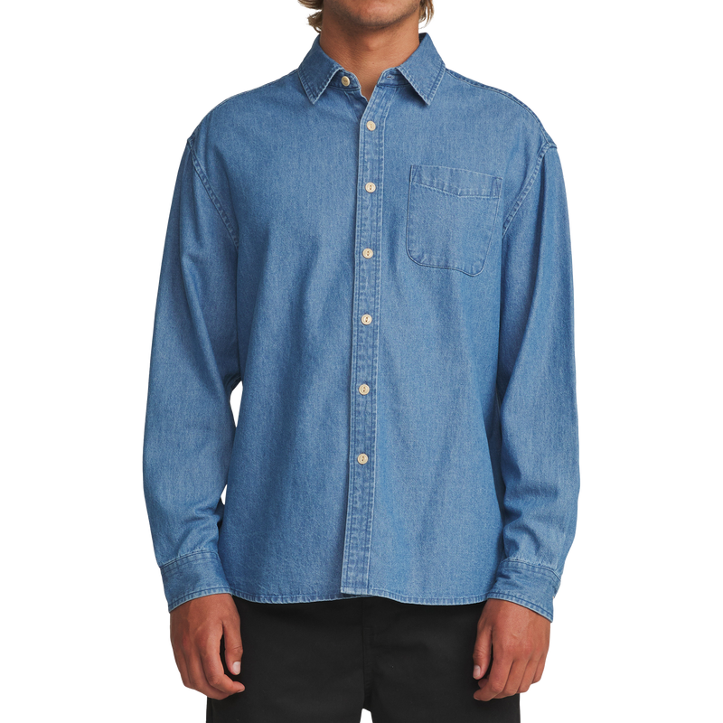 Men's Henry Denim Shirt, Katin Men's Henry Denim Shirt Front