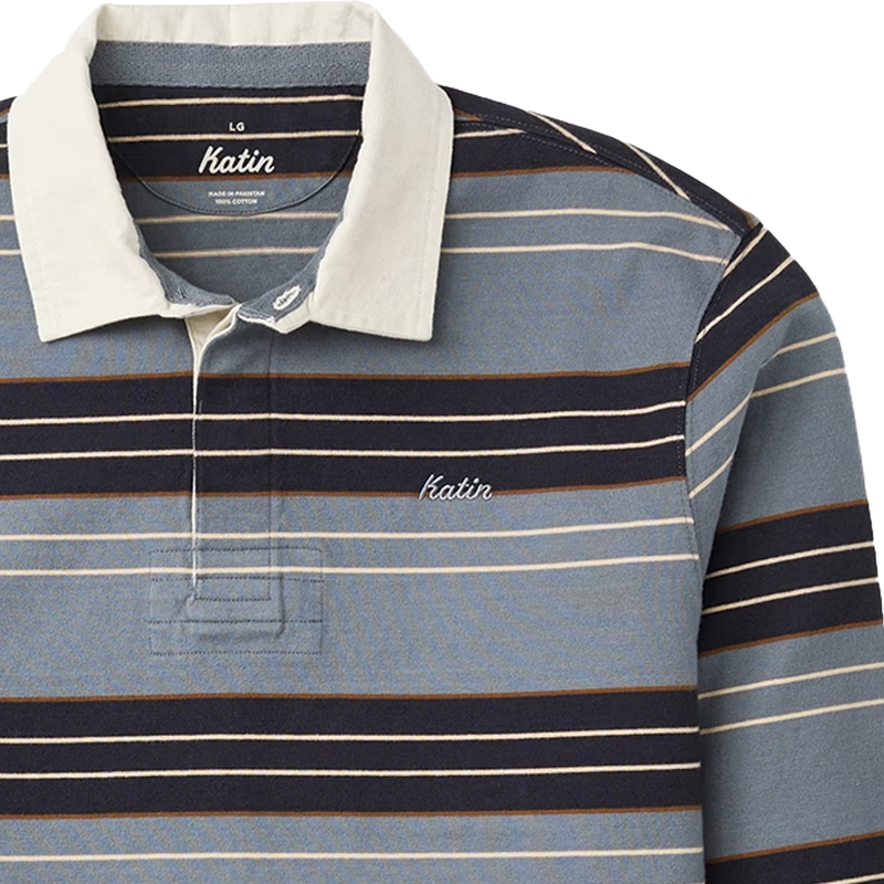Men's Greg Long Sleeve Rugby Polo, Katin Men's Greg Long Sleeve Rugby Polo Chest Logo