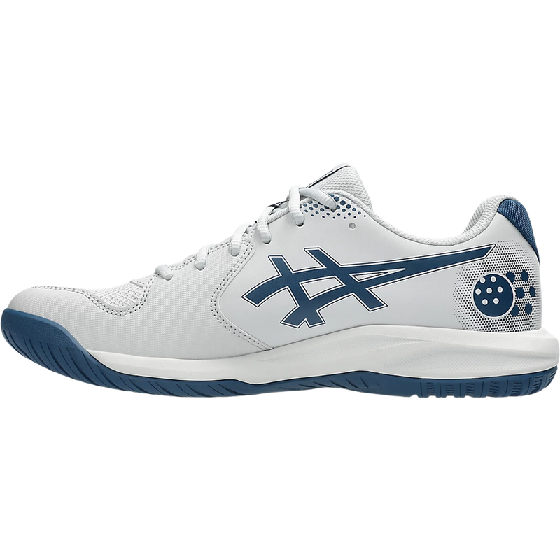 Men's Gel-Dedicate 9 Pickleball, Asics Men's GEL-DEDICATE 9 PICKLEBALL in Concrete Mako Blue medial left facing