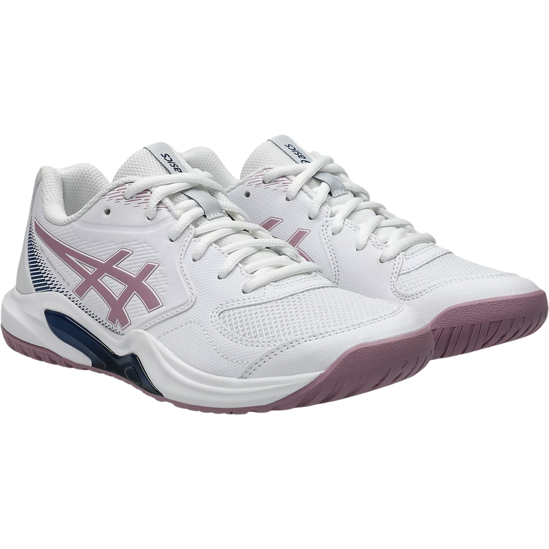 Women's GEL-DEDICATE 9, Asics Women's GEL-DEDICATE 9 in White Taro Purple side by side angled view
