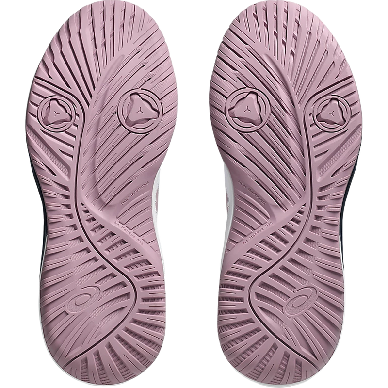 Women's GEL-DEDICATE 9, Asics Women's GEL-DEDICATE 9 in White Taro Purple bottom view with traction detail