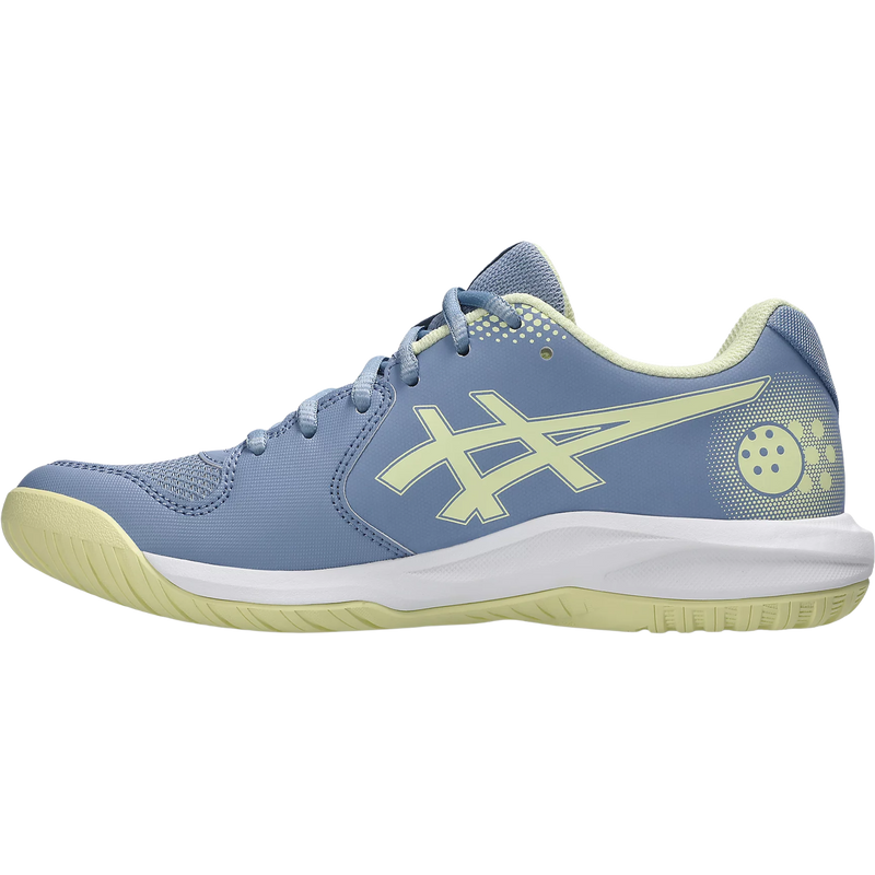 Women's GEL-DEDICATE 9 PICKLEBALL, Asics Women's GEL-DEDICATE 9 PICKLEBALL in Calm Indigo Soft Yellow medial left facing