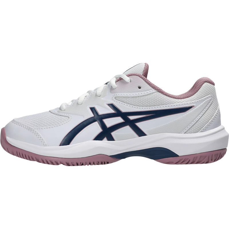 Youth GEL-GAME GS, Asics Youth GEL-GAME Grade School in White Independence Blue left facing lateral view
