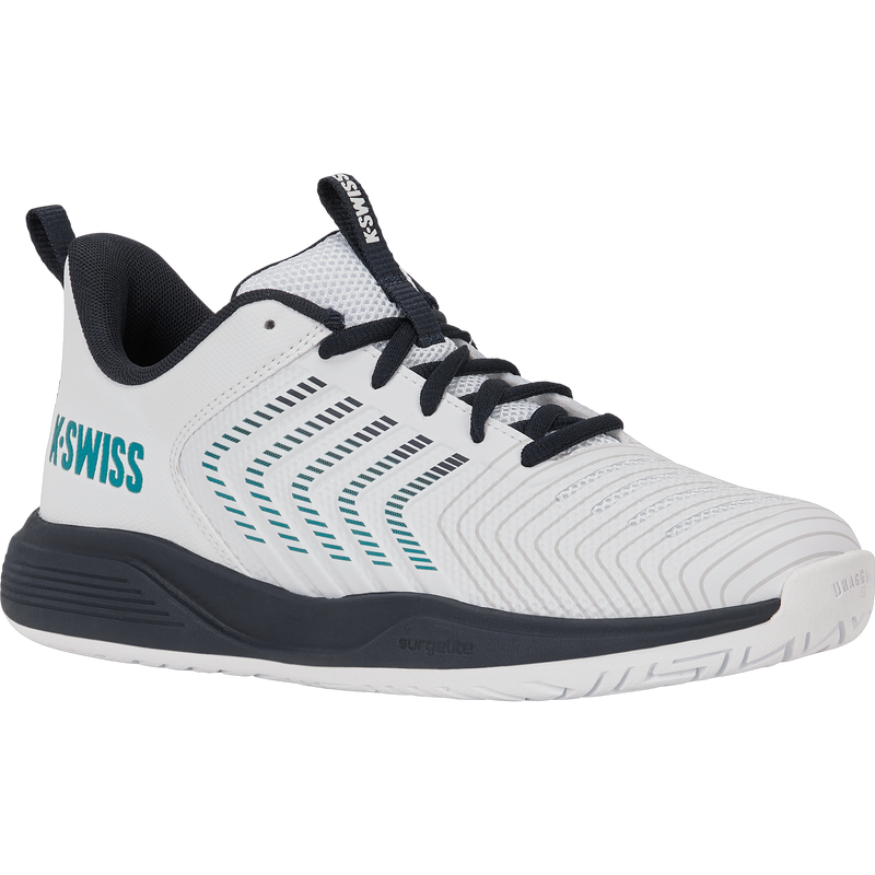 Youth Ultrashot Light, K-Swiss Men's Ultrashot Light in 148-White/Carbon/Baltic front right