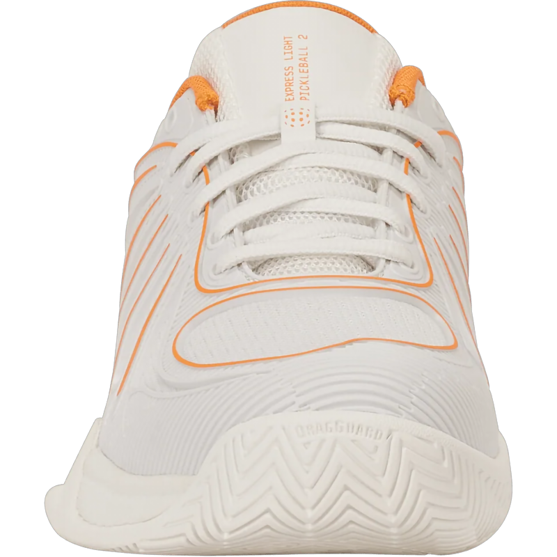 Women's Express Light Pickleball 2, K-Swiss Women's Express Light Pickleball 2 in 127-Blanc De Blanc/Blazing Orange front