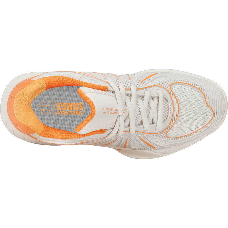 Women's Express Light Pickleball 2, K-Swiss Women's Express Light Pickleball 2 in 127-Blanc De Blanc/Blazing Orange top