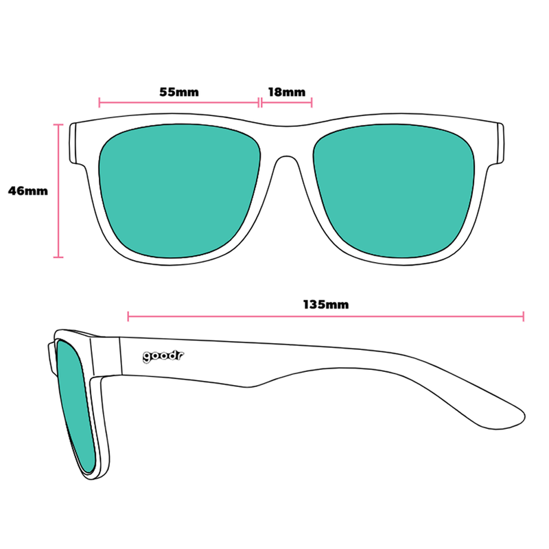 BFG Underwater Thunder Plunder, Goodr BFG front and side dimensions