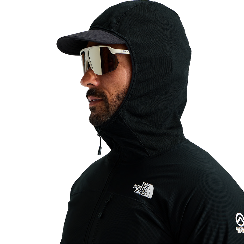 The North Face Men's Summit Futurefleece Overlay Hoodie in TNF Black hood detail