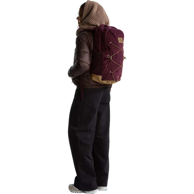 Jester Pro, The North Face Jester Pro in ZS1-Deep Burgundy/Leather Brown on model