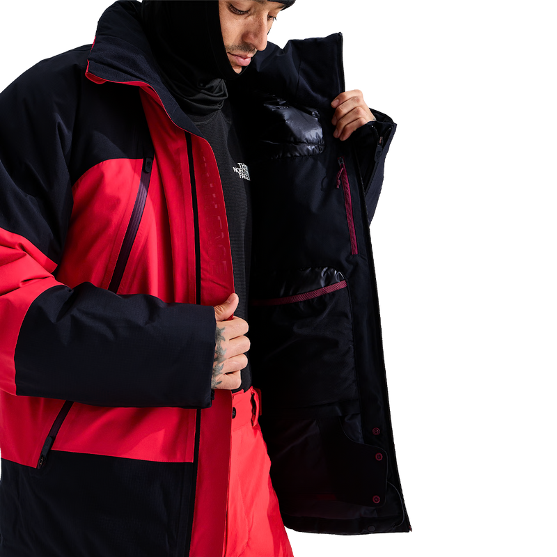 The North Face Men's Snowsquall Jacket in Elevation Red TNF Black inside lining detail