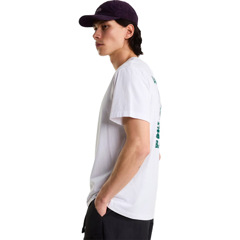Basecamp Barista Relaxed Short Sleeve Tee, TNF Basecamp Barista Relaxed Short Sleeve Tee in White Pacific Teal side view