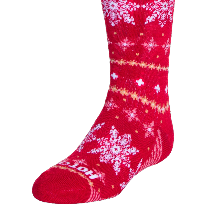 Youth Nordic Snowflake Mid Volume Sock, Hot Chillys Youth Nordic Snowflake Mid Volume Sock toe