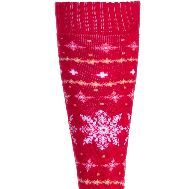 Youth Nordic Snowflake Mid Volume Sock, Hot Chillys Youth Nordic Snowflake Mid Volume Sock cuff