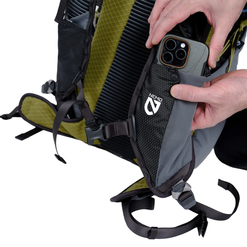 Women's Resolve 35L Endless Promise Technical Backpack, Nemo Women's Resolve 35L Endless Promise Technical Overnight Pack phone pocket