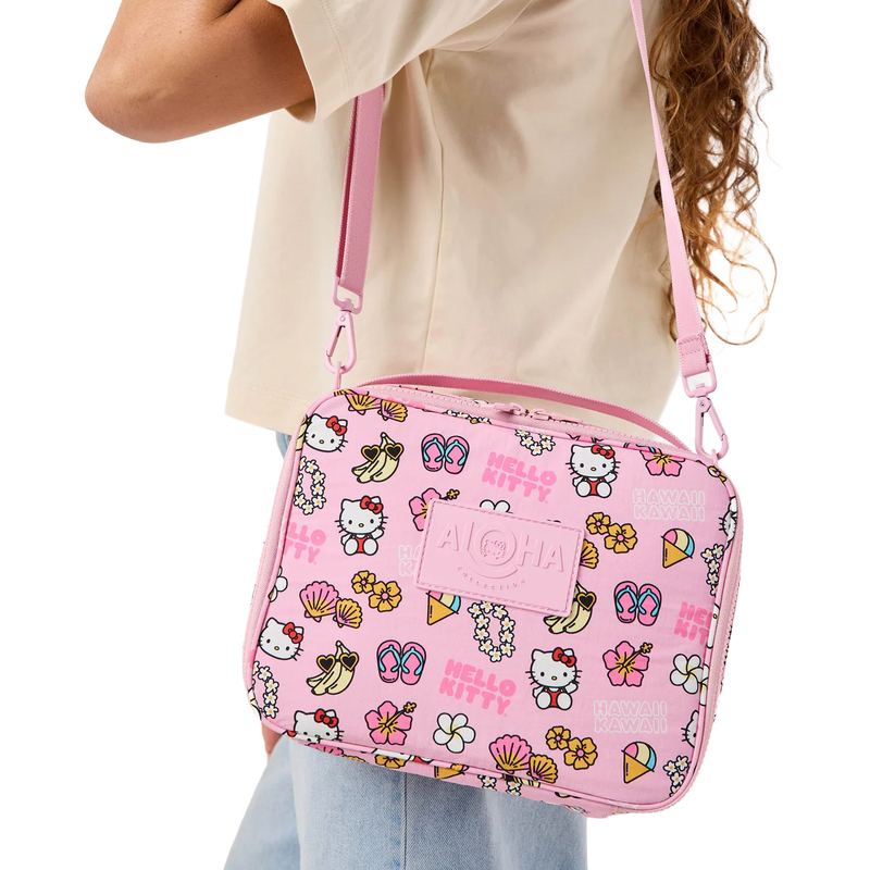 Hawaii Kawaii Icons Lunch Box, ALOHA Collection Hawaii Kawaii Icons Lunch Box in Black/Pink with model
