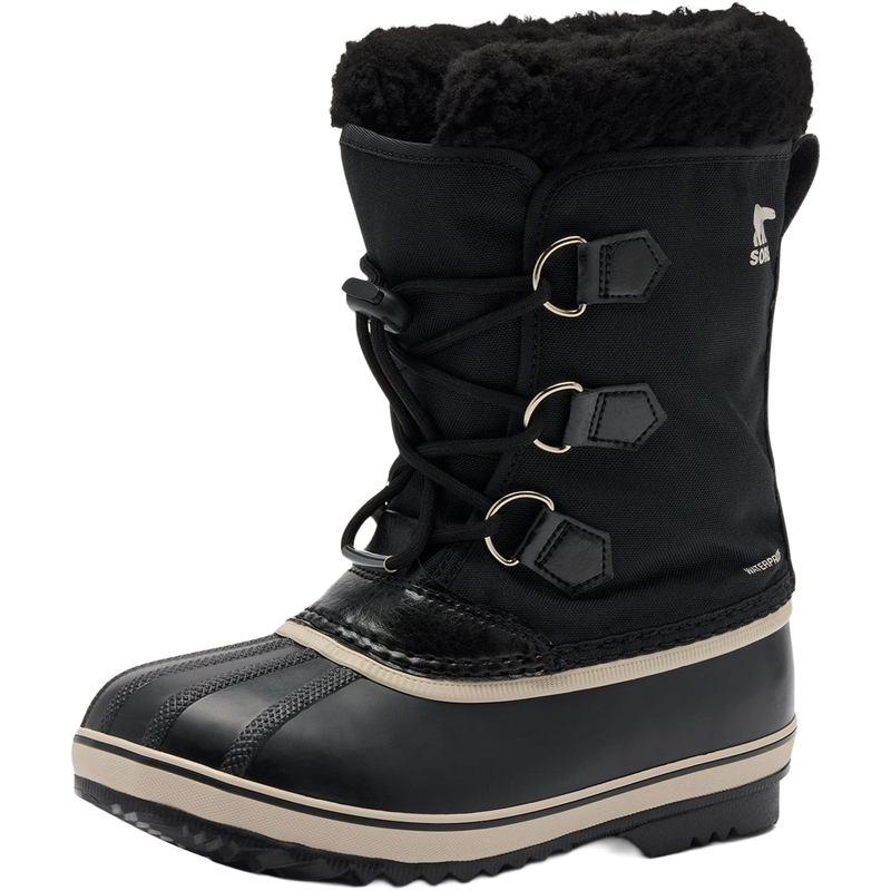 Sorel Big Kids Yoot Pac Nylon in Black Black left facing angled