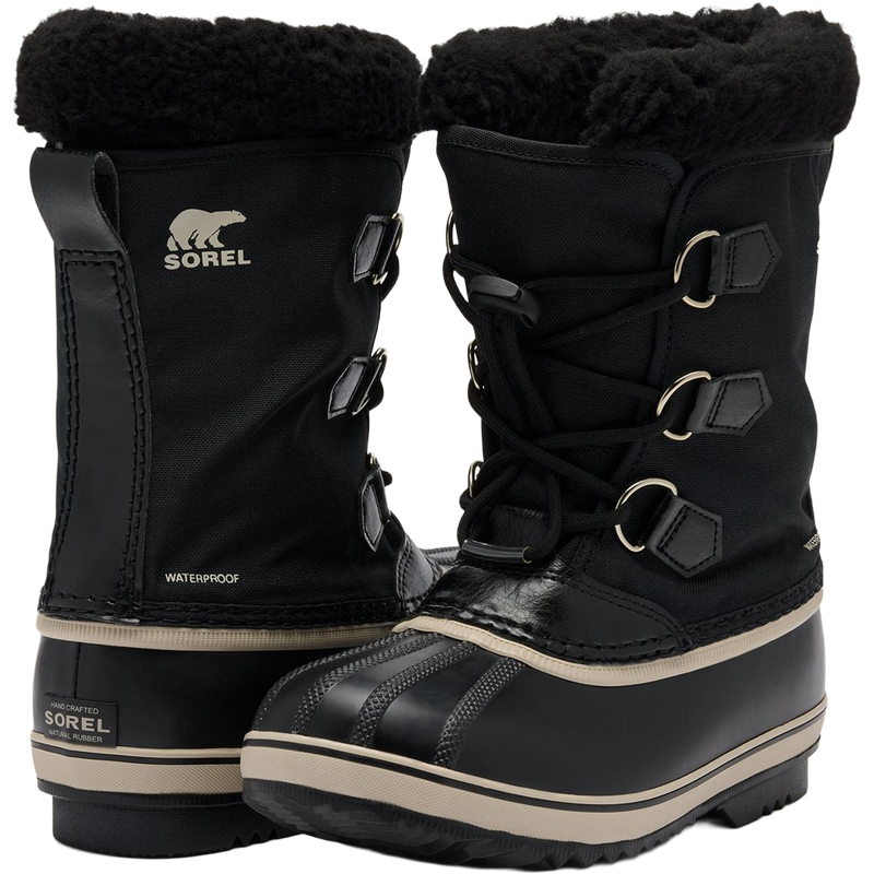 Sorel Big Kids Yoot Pac Nylon in Black Black front and back detail